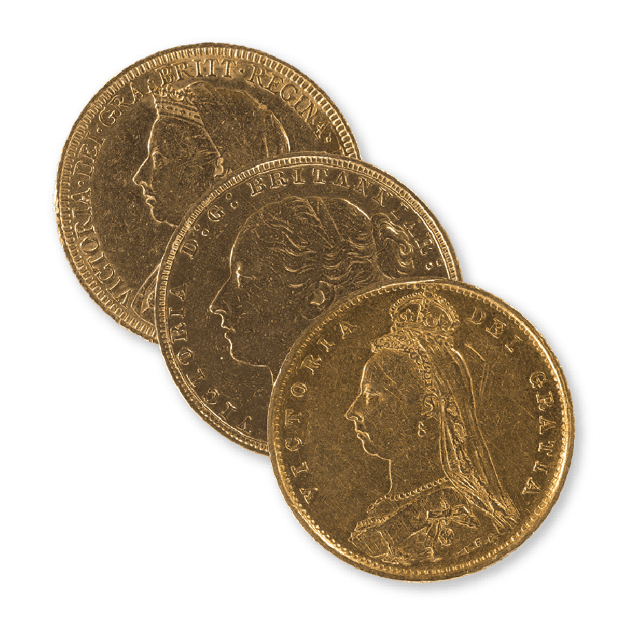 Victoria 3 Portrait Gold Sovereign coin bundle Physical Gold Ltd