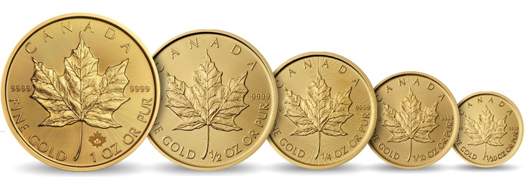 Fractional Canadian Maple Leaf Gold coins