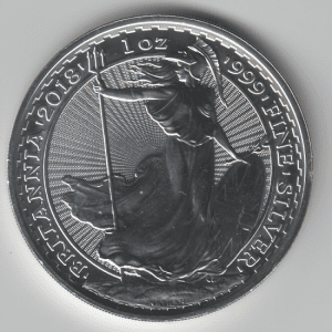 A silver Britannia coin from 2018, the same year that the Platinum Britannia was launched