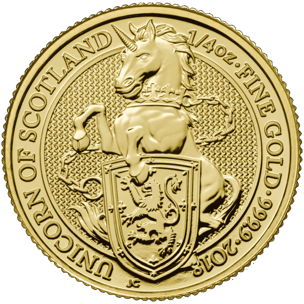 1/4oz Gold Unicorn Queens Beast Buy Online from Physical Gold