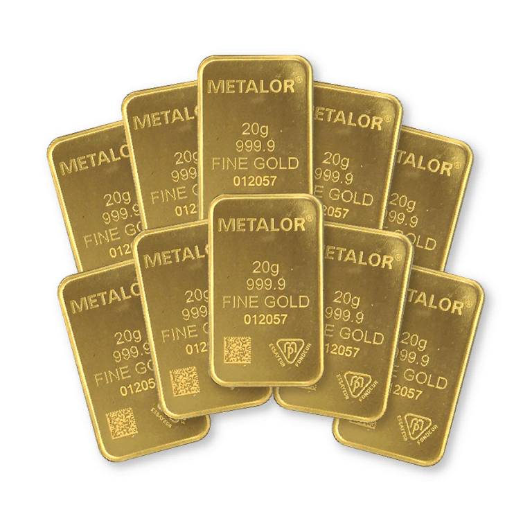 Bundle of 10 x Metalor 20g Gold Bars Special Offer Physical Gold