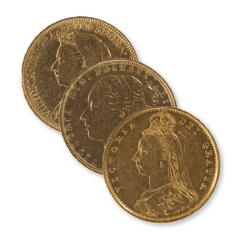 Victoria 3 Portrait Gold Sovereign coin bundle Physical Gold Ltd