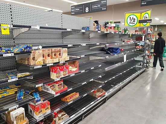 Panic buying resulted in depletion of supplies from supermarket shelves