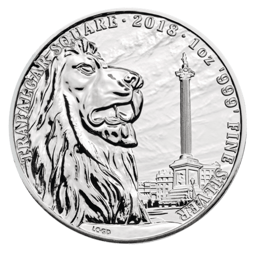 The 1 oz Landmarks of Britain – Trafalgar Square Silver Coin (2018) is a 50,000 mintage limited edition Royal Mail coin