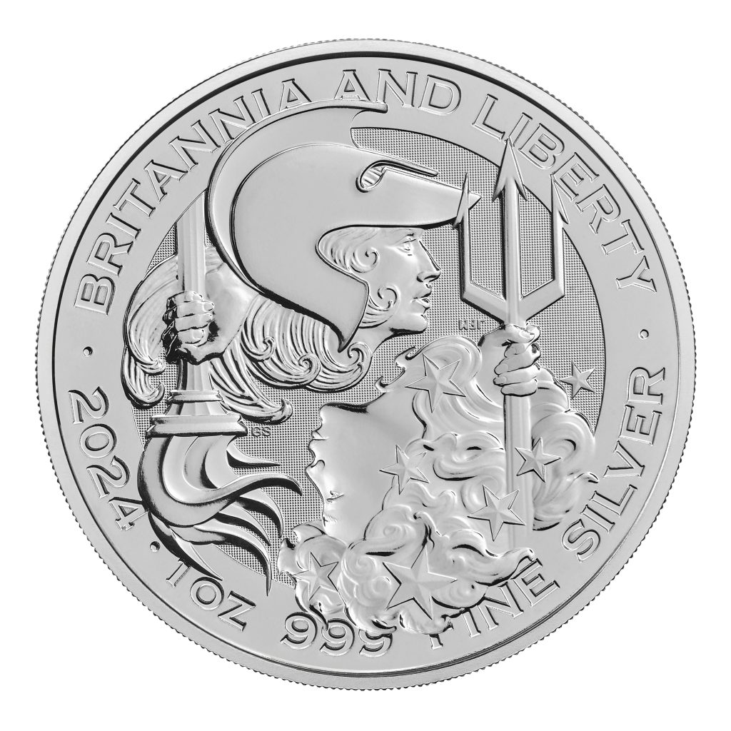 Liberty and Britannia silver coin