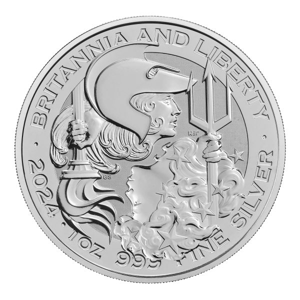 Liberty and Britannia silver coin