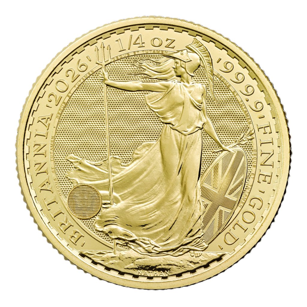 2. Reverse of the 2026 quarter ounce Britannia with security hologram