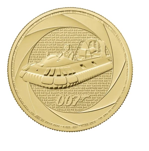 2025 Six Decades of 007 Bond of the 2000s 1oz Gold Coin featuring hovercraft design from Die Another Day
