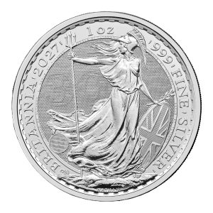 Reverse of the 2027 1oz Silver Britannia featuring Philip Nathan’s Britannia design and 30th anniversary privy mark