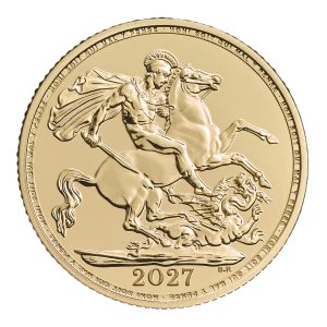 2027 Gold Sovereign reverse featuring St George and the Dragon
