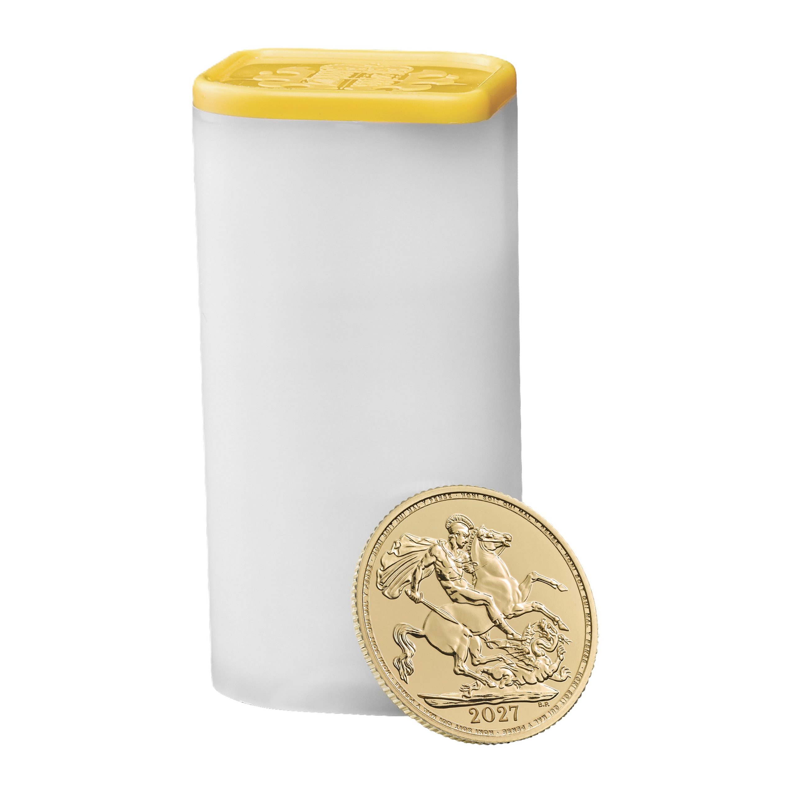 2027 Gold Sovereign coin with Royal Mint bullion tube